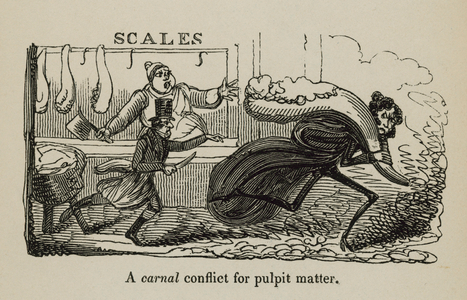 A carnal conflict for pulpit matter (engraving)