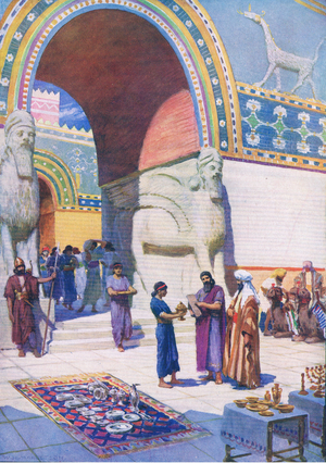 The end of the exile, from The Bible Picture Book published by Thomas Nelson, c.1950 (colour litho)