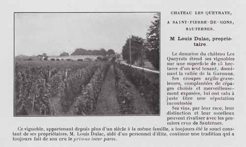 Chateau Les Queyrats, A Saint-Pierre-de-Mons, Sauternes, M Louis Dulac, proprietaire (b/w photo)