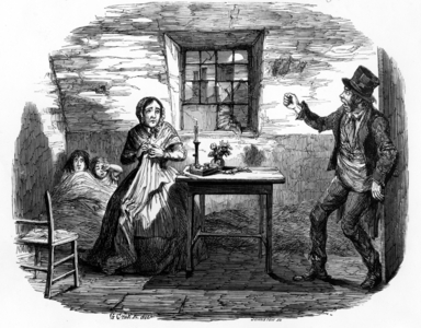 Home in Shadow, illustration from 'Temperance Placards: Home in Shadow issue 4' by William Tweedie, printed made by Johnston, 1852 (engraving)