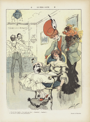 The yellow peril. Illustration for Le Rire (colour litho)