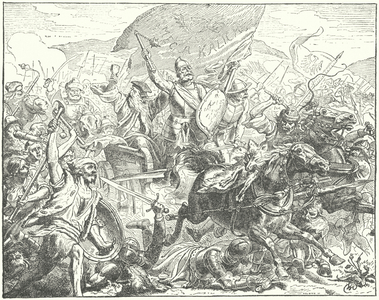The Czech general and Hussite leader Jan Zizka in battle, 15th Century (engraving)