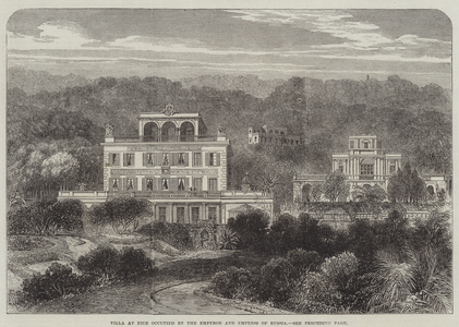 Villa at Nice occupied by the Emperor and Empress of Russia (engraving)