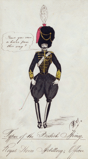 Types of the British Army: Royal Horse Artillery Officer, 1901 (w/c on paper)