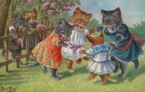 Humorous cat postcard (colour litho)