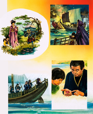 The story of Lady Nii and her final voyage (gouache on paper)