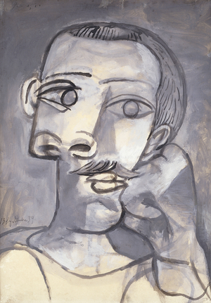Head of a Man with a Moustache (Portrait of Professor Calmette); Tete d'Homme a la Moustache (Portrait du Professeur Calmette), 1939 (gouache on pape)