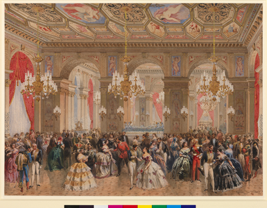 Salon des Arcades at the Hôtel de Ville, 23 August 1855, dated 1855 (w/c on paper)
