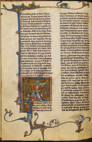 Miniature of the Trinity, decorated initial 'C'(hi), and a three-sided border