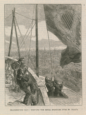 Hoisting the Royal Standard over St Paul's (engraving)