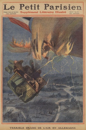 Terrible balloon accident in Germany (colour litho)