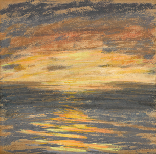 Sunset on the Sea, c.1860s (pastel on paper mounted on board)