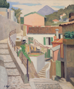 Hairpin Staircase in the Old Town of Grasse, Alpes-Maritimes (oil on canvas)