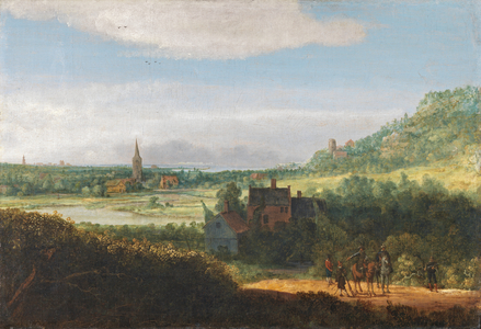 Landscape with Armed Men (oil on canvas)