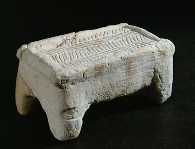 Model of a bed. Clay, from Gezer (clay)