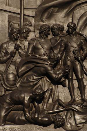 Nelson's Column (1840-1843), The pedestal depicting the Battle of Cape St Vincent, Trafalgar Square, London (photo)