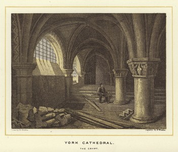 York Cathedral, the crypt (colour litho)