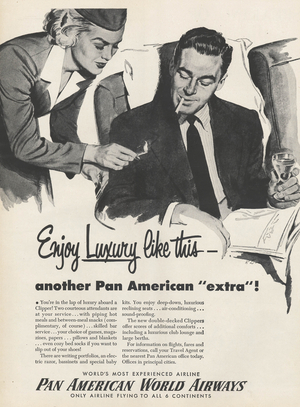 Pan American World Airlines Magazine, advert, USA, 1940s