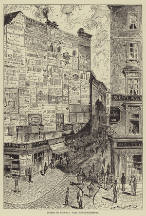 Street in Vienna, Wall Announcements (engraving)
