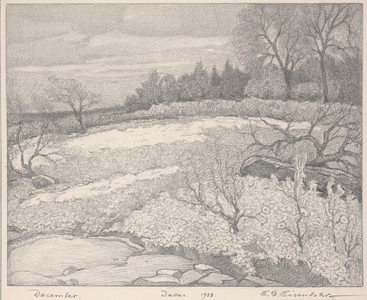 December, Dallas, 1938 (pencil on paper)
