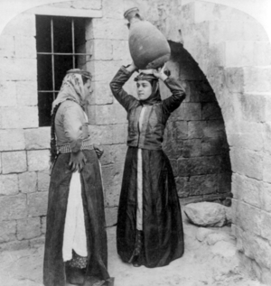 Palestine: Palestinian Christian girls of Nazareth, c. 1900