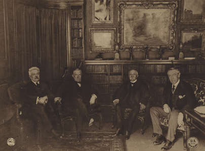America in World War I: The Big Four, L to R: Orlando, premier of Italy; Lloyd George, prime minister of England; Clemenceau, premier of France, and President Wilson (b/w photo)