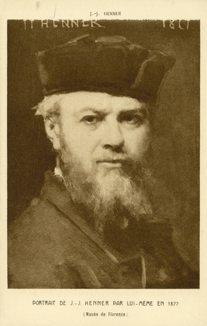 Self-portrait of Jean-Jacques Henner, French artist, 1877 (litho)