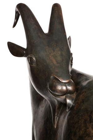 Grand Mouflon de Pauline, 1993 (patinated bronze, leather, wood and brass, with red-painted interior)