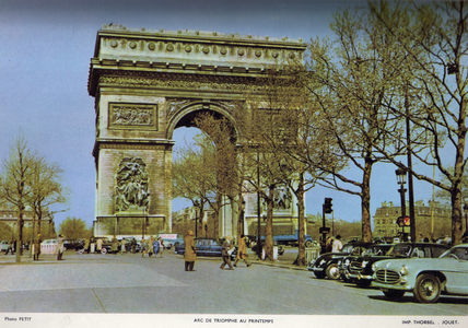 Musical postcard Arc de Triomphe in spring