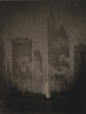 From the Cortlandt Street Ferry, 1908 (sandpaper mezzotint)