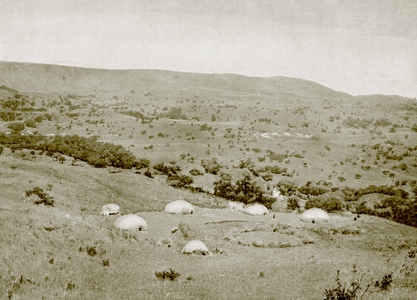 A Kaffir Kraal (b/w photo)