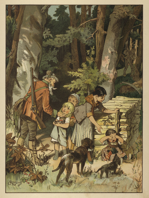 Forester and his family (colour litho)