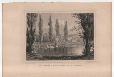 The basin on Schlossplatz in Potsdam, around 1855 (engraving)