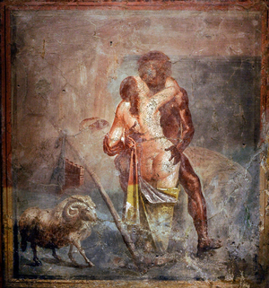 Cyclops Polyphemus kissing the nymph Galatea, Roman fresco, Pompeii, 1st century AD