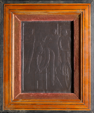 Hammer and Saw (Welsh slate in wooden frame)