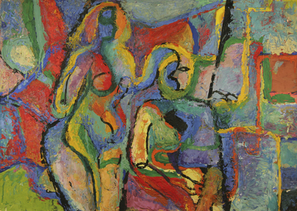 Two Nudes, 1960 (tempera on paper)