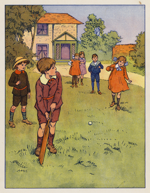 Our cricket match (colour litho)