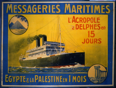 Science. Marine. The steamer Paul Lecat, cruises in Greece, Egypt and Palestina. Poster by S. Hook, France, c.1900 (poster)