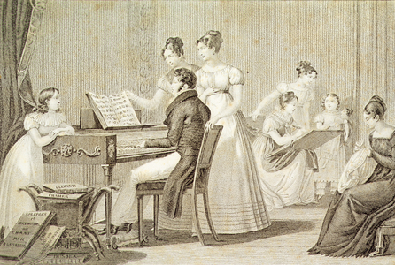 A singing lesson for young ladies (engraving)