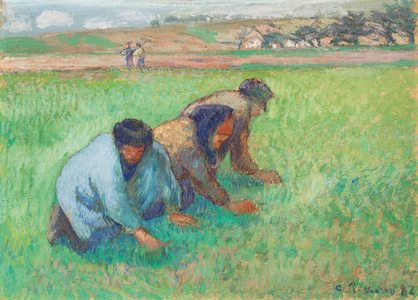 The weeders, 1882 (gouache on silk)