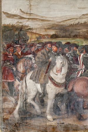Detail of the Visit of Christian I of Denmark to Bartolomeo Colleoni, Hall of Honour, 1474 (fresco)
