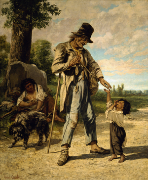 L'Aumone d'un Mendiant (oil on canvas)
