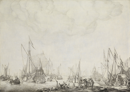 The Royal and State Yachts, 1660 (ink on panel)