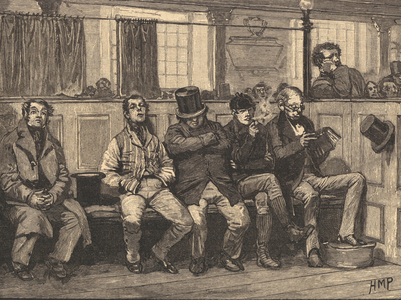 Chartists in church, 1839. To demonstrate their power and numbers, they would process to church well before time for the service, and peacefully fill the pews. Chartism, a movement for social and political reform took its name from The People's Charter of 1838. Engraving c1890. 
