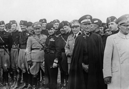 Visit of officers of the Young Fascists at a horse show in Rome, 1935
