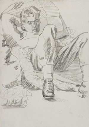 Lubeck '…Geoff, with whom I shared on the March…', 1945 (pencil on paper)