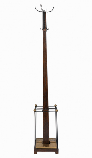 Coatstand, 1900 (oak, wrought iron)