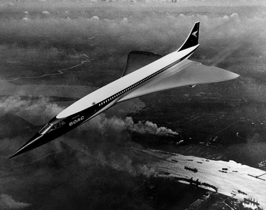 The concorde in flight, 1968 (b/w photo)