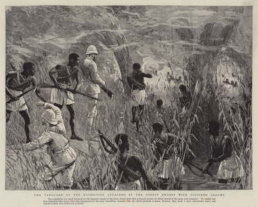 The Vanguard of the Expedition attacked by the Forest Dwarfs with Poisoned Arrows (engraving)
