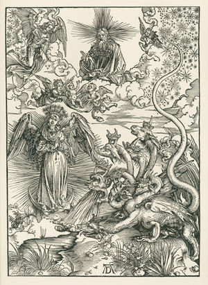 The Woman clothed with the Sun and the Seven-headed Dragon. The Revelation of Saint John, c.1497 (woodcut)